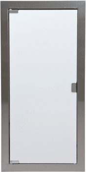 Stainless Steel Finish, White Acrylic Door